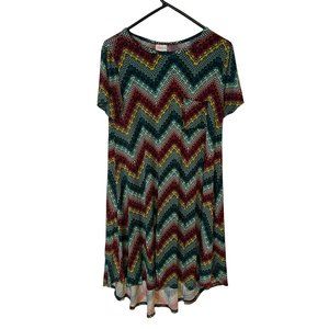 Lularoe High Low Dress Womens XS Zig Zag Pattern Oversize Short Sleeve